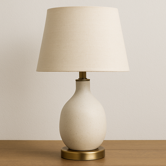 Beige Ceramic Table Lamp with Linen Shade